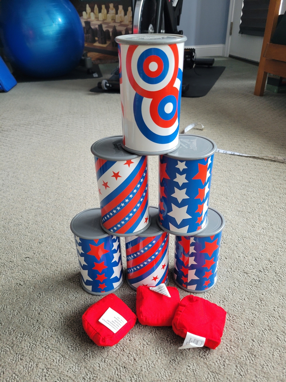 Patriotic Target Toss Can Set - Red, White & Blue